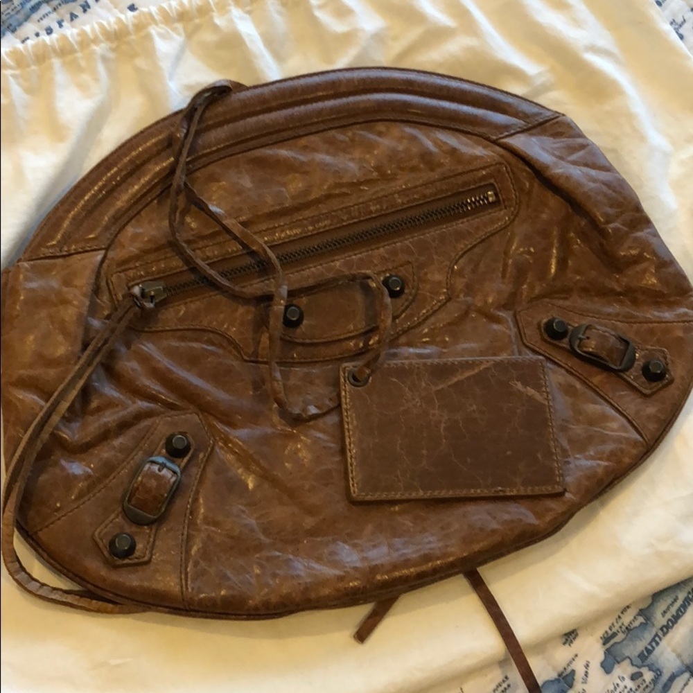 Balenciaga rare Oval clutch truffle brown chevre - Picture 9 of 10